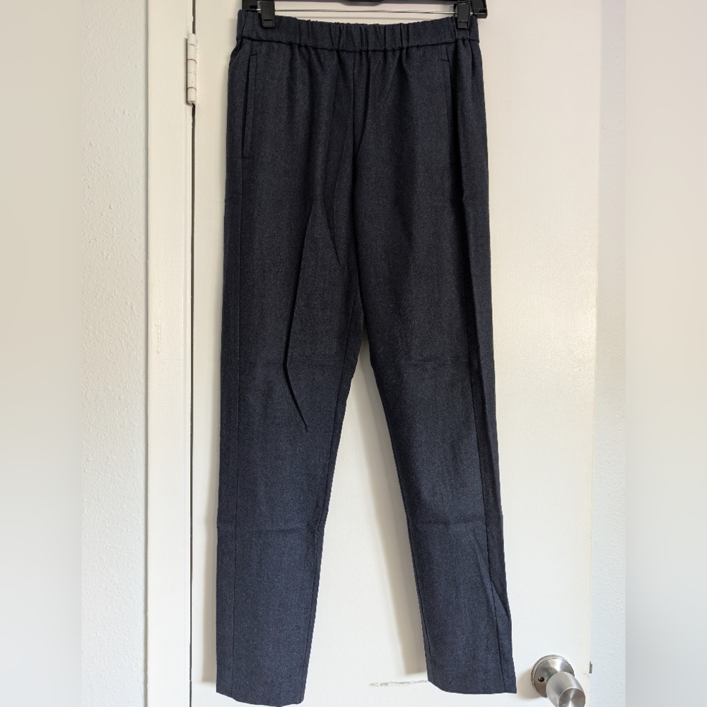 Theory Women's Navy Blue Wool Cigarette Pants Sz Petite